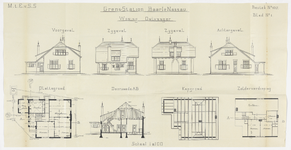 858545 Opstanden, plattegronden en doorsnede van de woning van de Ontvanger van het S.S.-station Baarle-Nassau Grens te ...